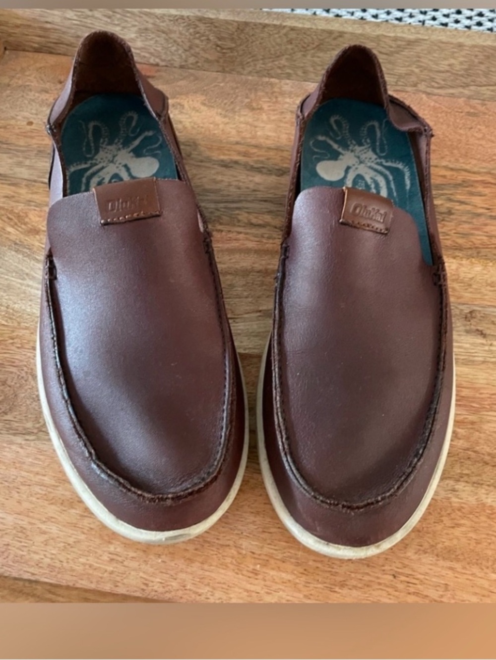 Olukai Nalukai Leather Shoes Mens Size 9 Brown Slip on